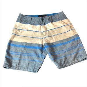 Oakley Blue Striped Bermuda Shorts Slim Fit Size 32 Travel Vacation Beach